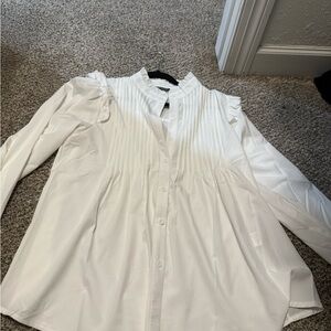 SHEIN large woman White Ruffled Blouse